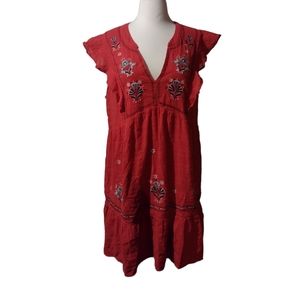 Knox Rose Red Embroidered Dress